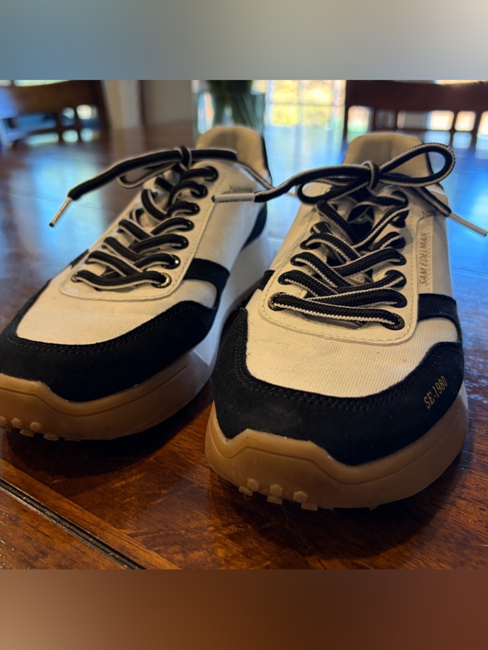 Sam Edelman Layla Sneakers, Black Suede/ White Nylon, 8.5 - Picture 5 of 11